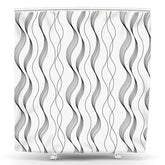 Lofaris Simple Modern Black White Wave Bathtub Shower Curtain